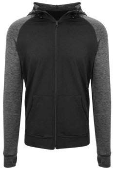 Bluza rozpinana męska sportowa JC057 czarna/ciemnoszara z własnym nadrukiem logo firmy