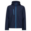 Kurtka softshell 3-warstwowa z kapturem męska z logo firmy– RETRA701 - granatowo/niebieska #Polecamy
