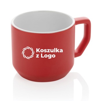 Kubek ceramiczny czerwony z nadrukiem logo firmy 10 szt.