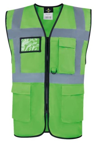 Kamizelka Odblaskowa KXCMF z nadrukiem logo w kolorze zielonym przód