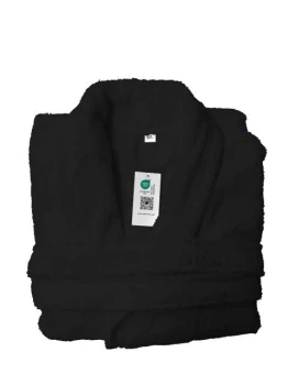 Szlafrok hotelowy unisex z haftem logo firmy - OL3300 - Czarny