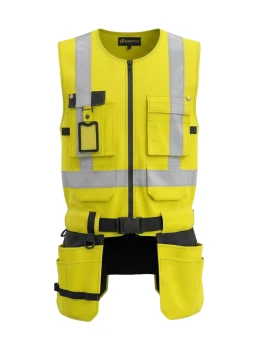 Kamizelka robocza odblaskowa z kieszeniami i nadrukiem logo - BoSafety Tactical - Żółta